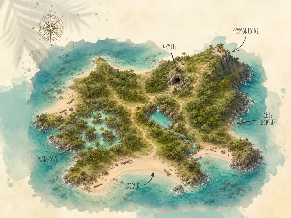 Carte de l'île de L'Expédition Robinson