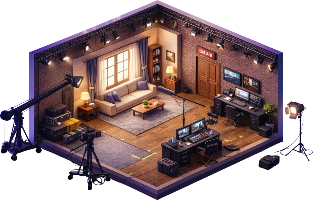 Casting, pièce du studio Studyo en vue isométrique