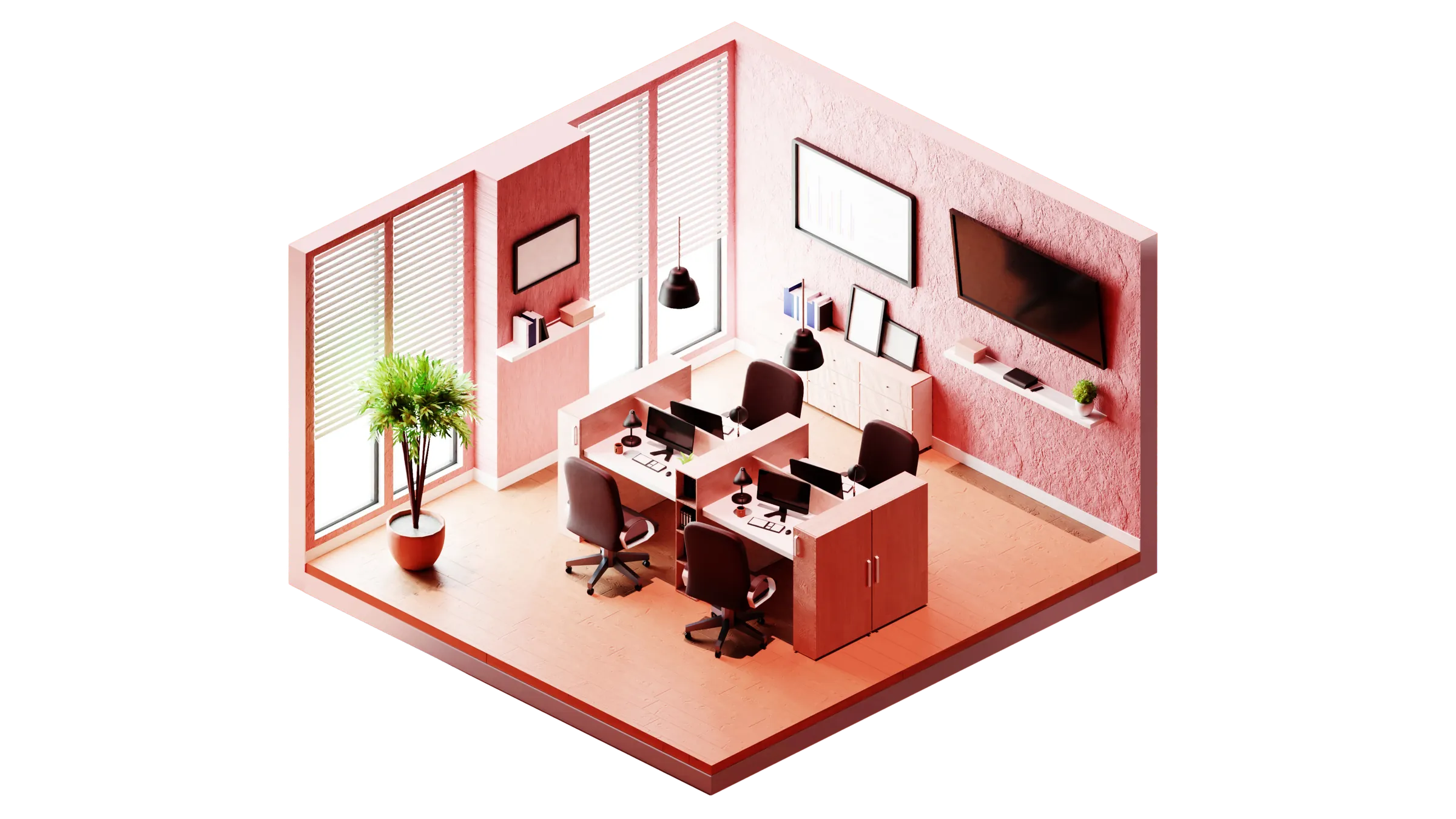 Salle des formateurs Studyo en vue isométrique
