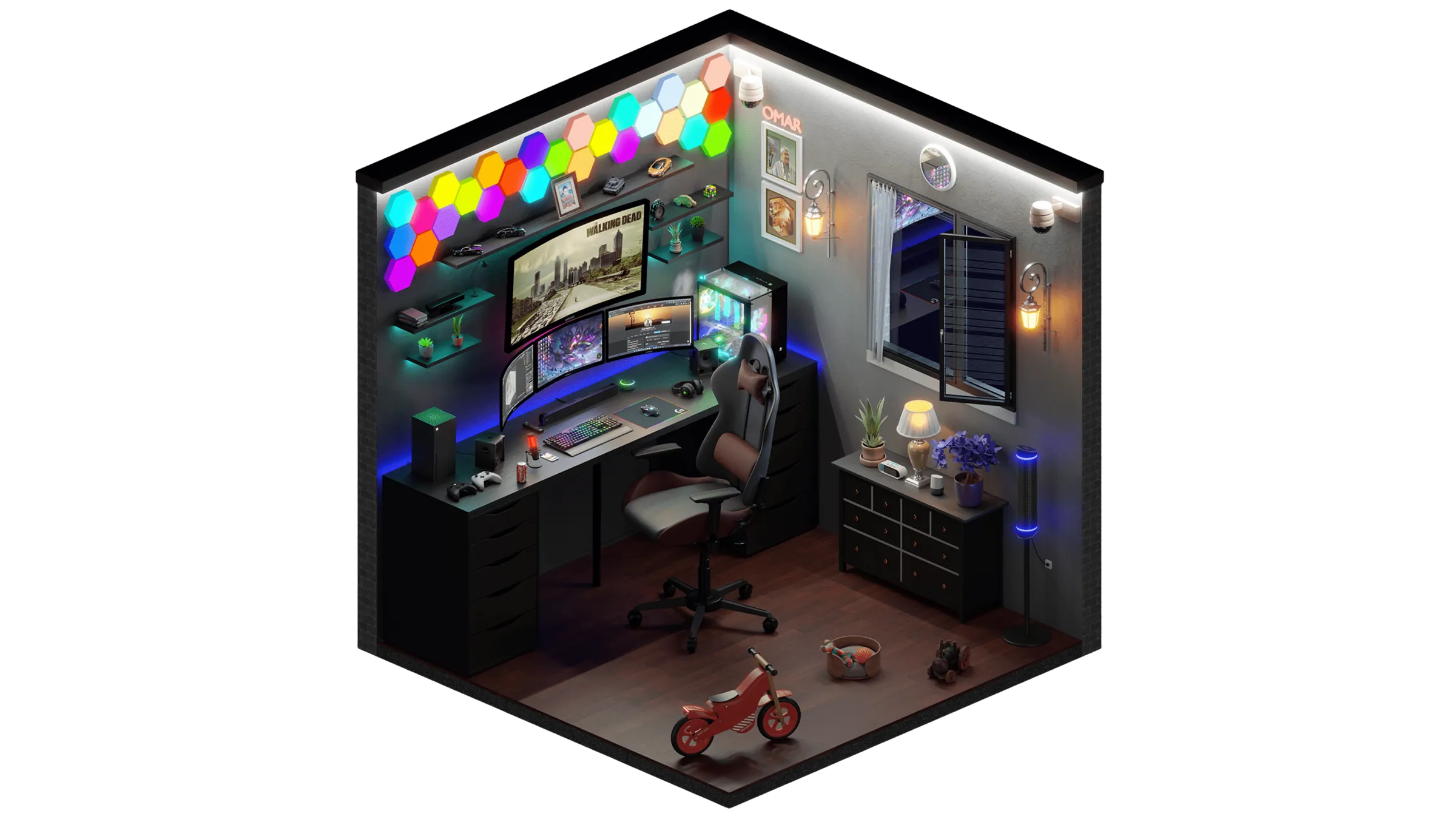Salle de tests digitaux de Studyo Play en vue isométrique