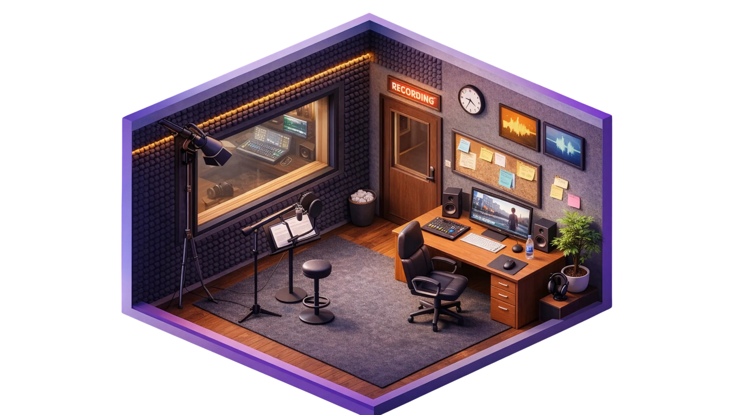 Studio d'enregistrement audio Studyo en vue isométrique