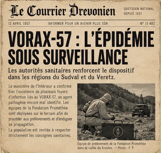 Une du Courrier Drevonien, journal fictif d'Undercover