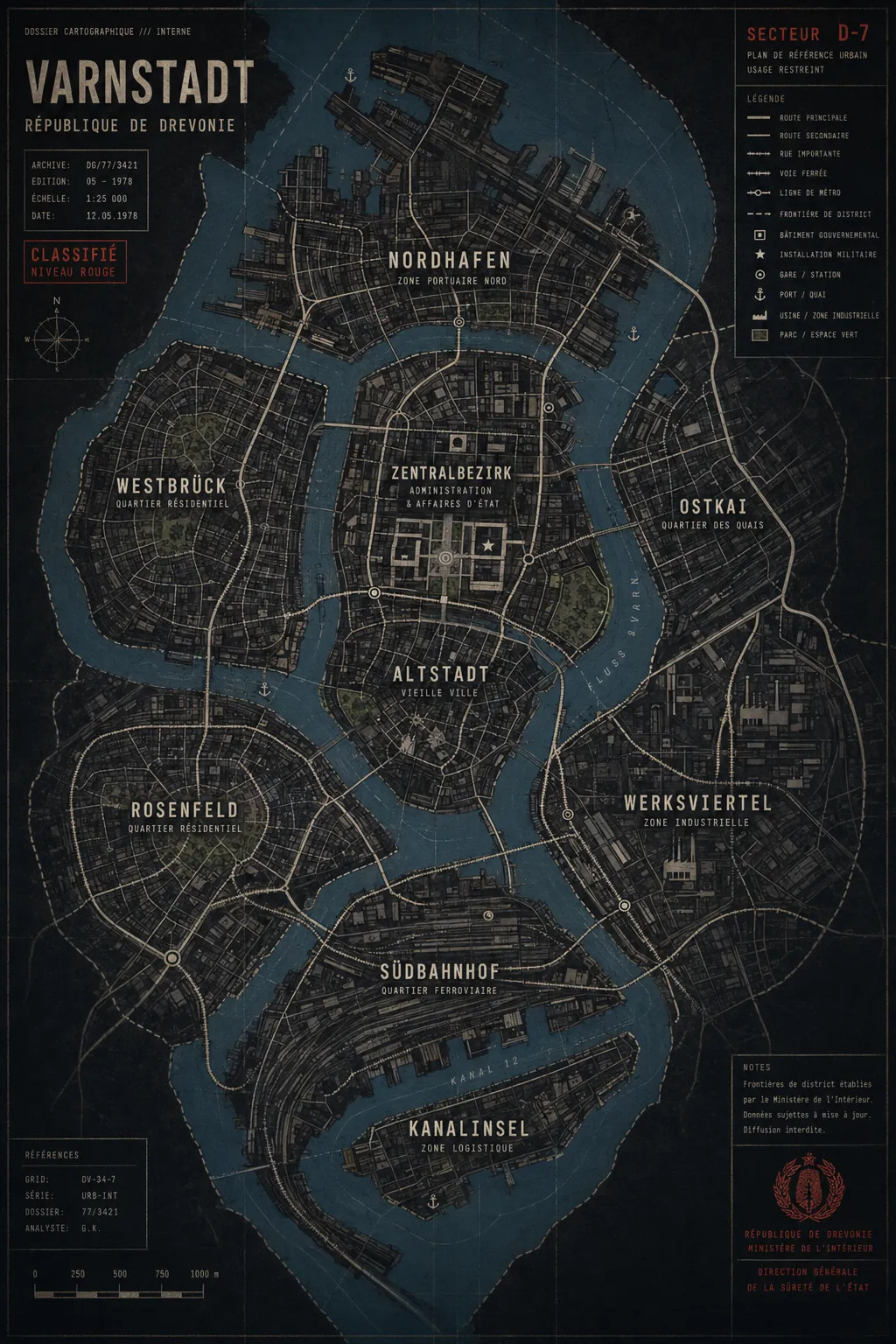 Plan de la ville fictive de Varnstadt